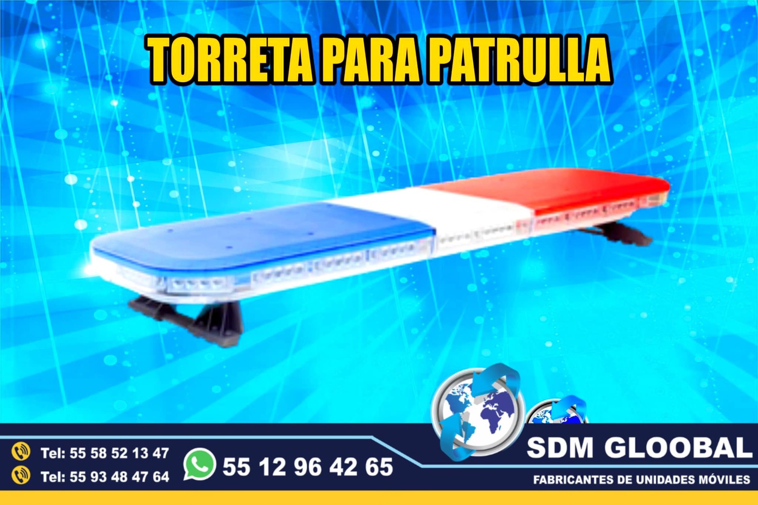 Venta de Torreta de Leds para patrullas color rojo azul Epcom <br>